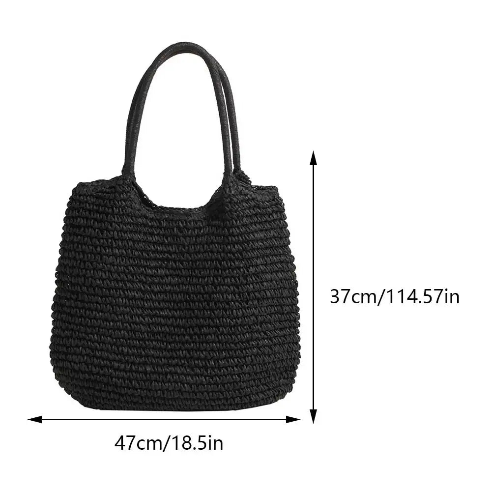 Strohtasche | Große Vintage Schultertasche