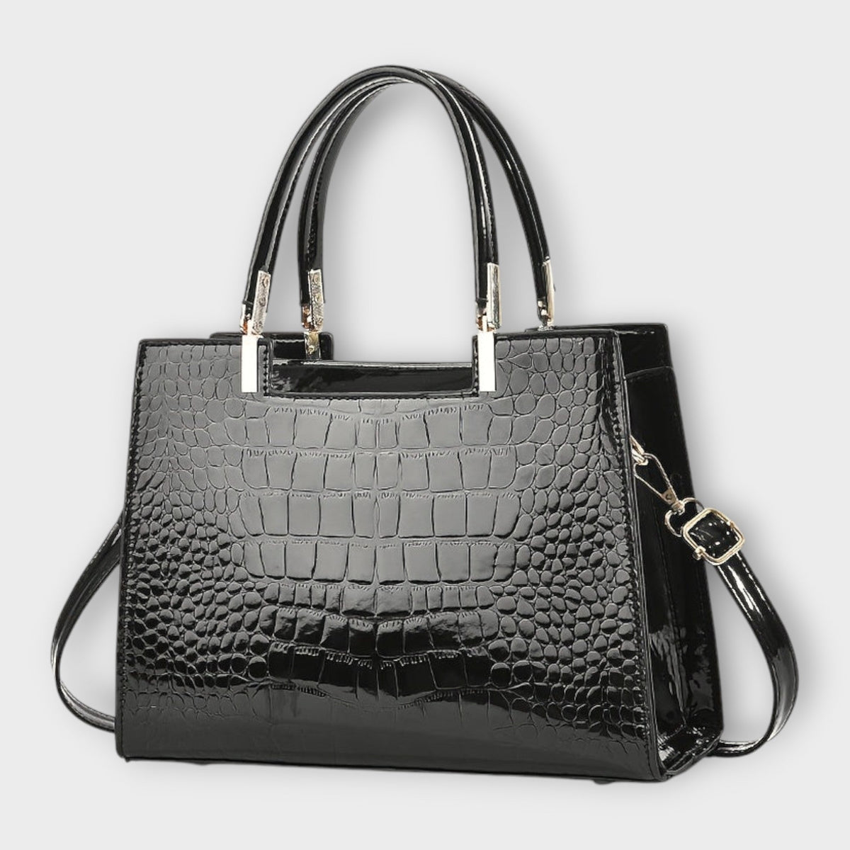Glänzende Krokodilleder-Handtasche
