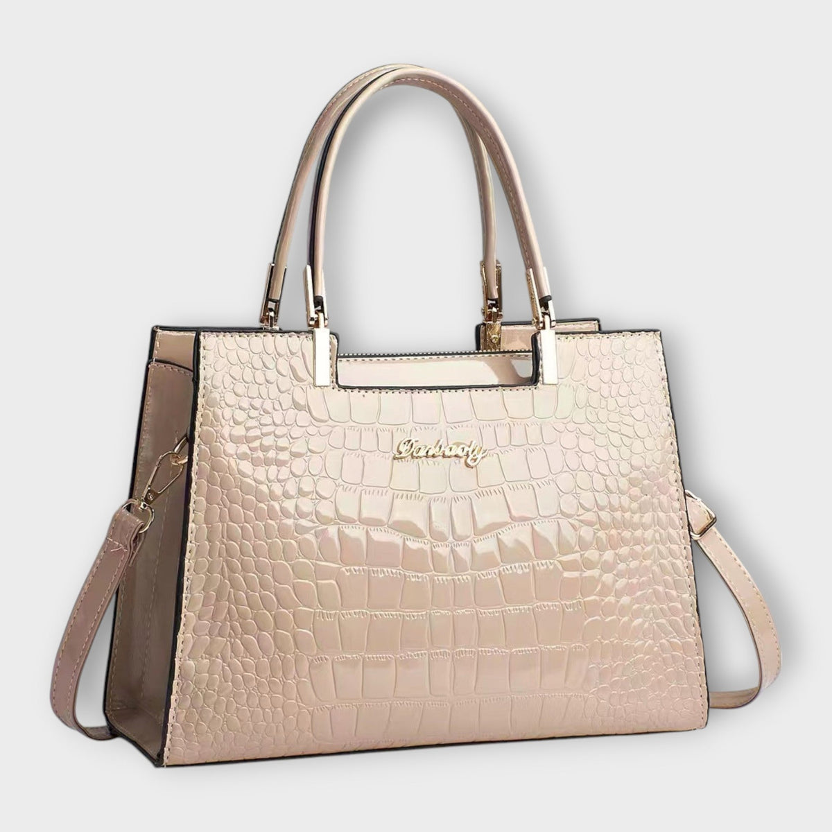 Glänzende Krokodilleder-Handtasche