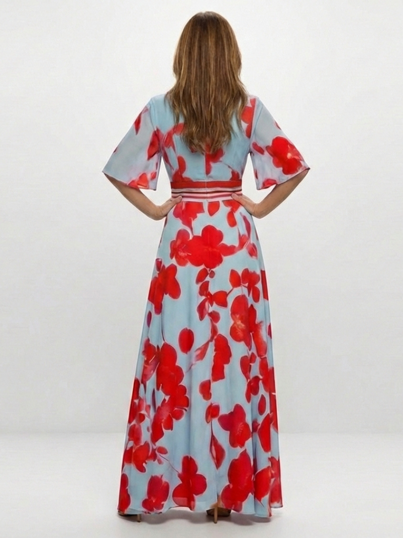 Corinne | Maxikleid mit kurzen Ärmeln und floralem Muster