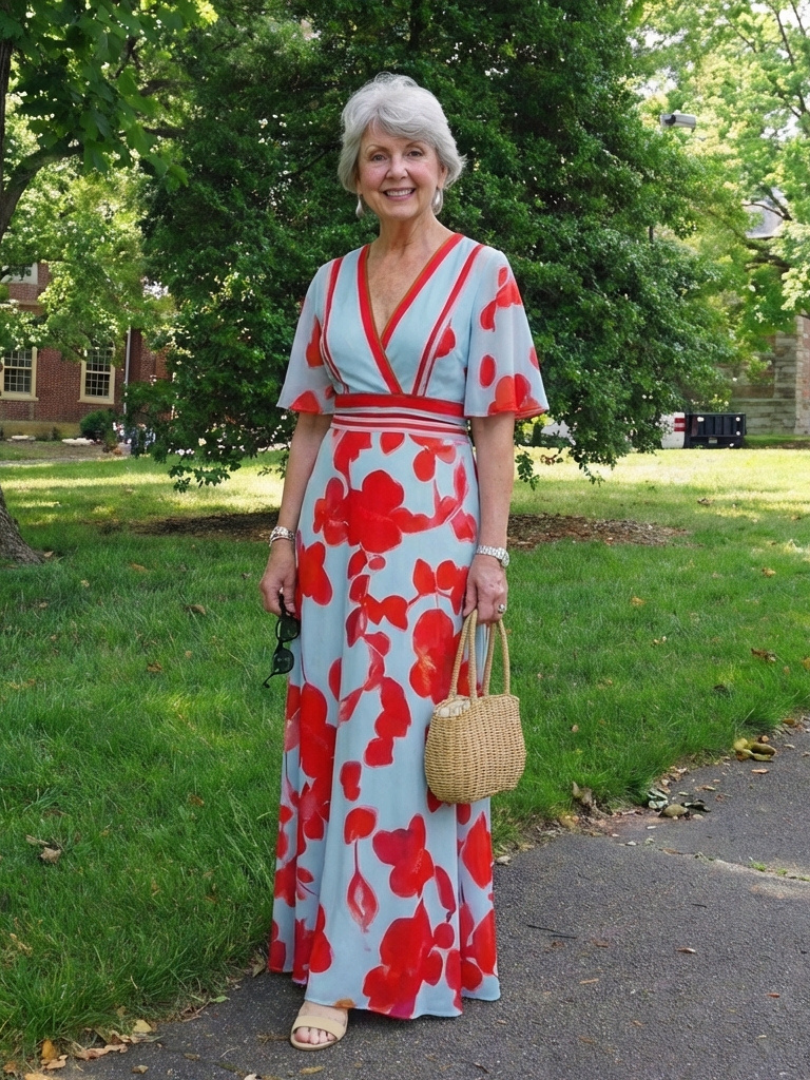 Corinne | Maxikleid mit kurzen Ärmeln und floralem Muster