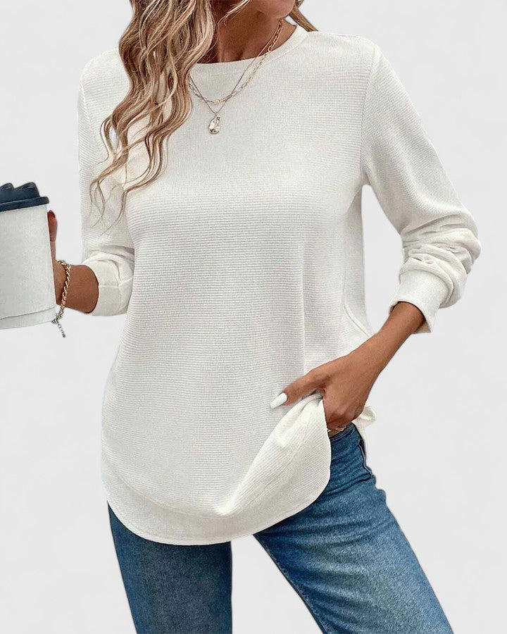 Jamie | Elegantes O-Hals Langarmshirt.