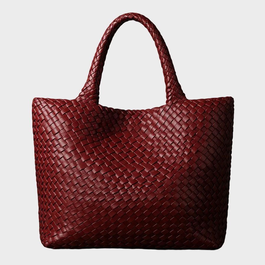 Handgewebte Leder-Shopper Lana