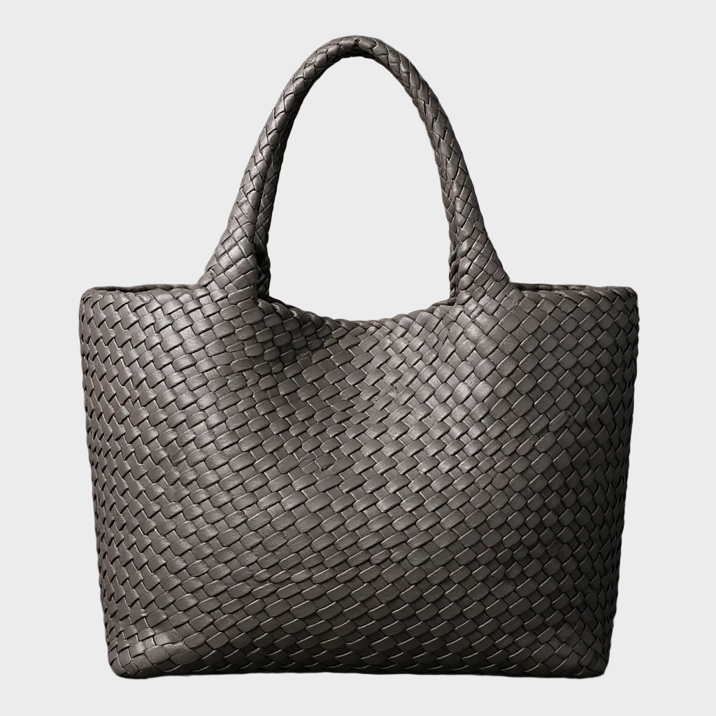 Handgewebte Leder-Shopper Lana