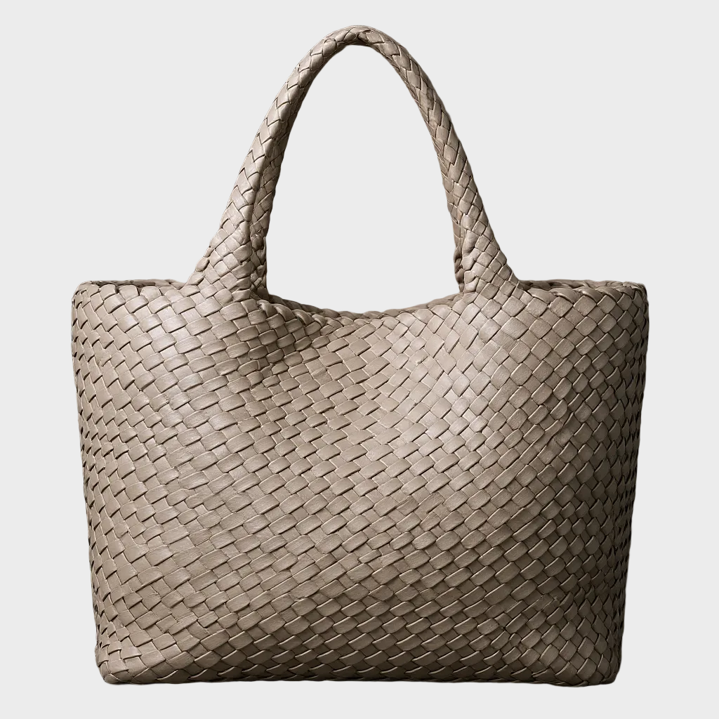 Handgewebte Leder-Shopper Lana