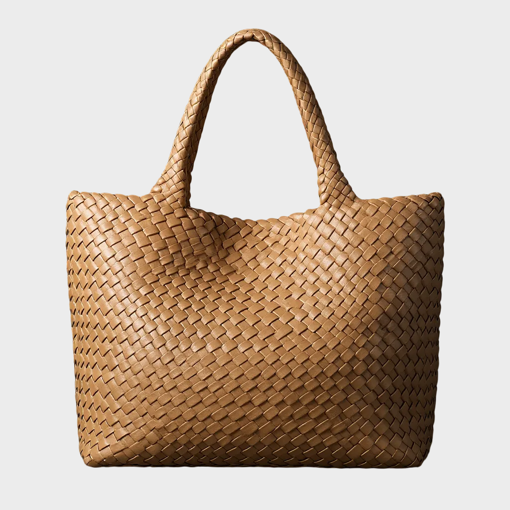 Handgewebte Leder-Shopper Lana