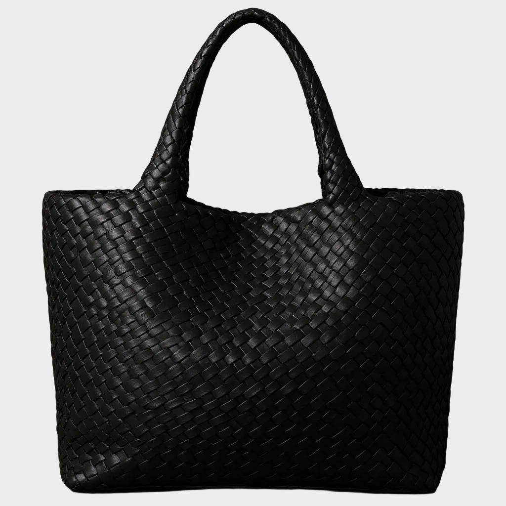 Handgewebte Leder-Shopper Lana
