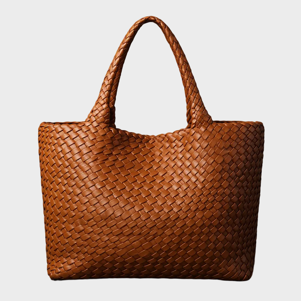 Handgewebte Leder-Shopper Lana