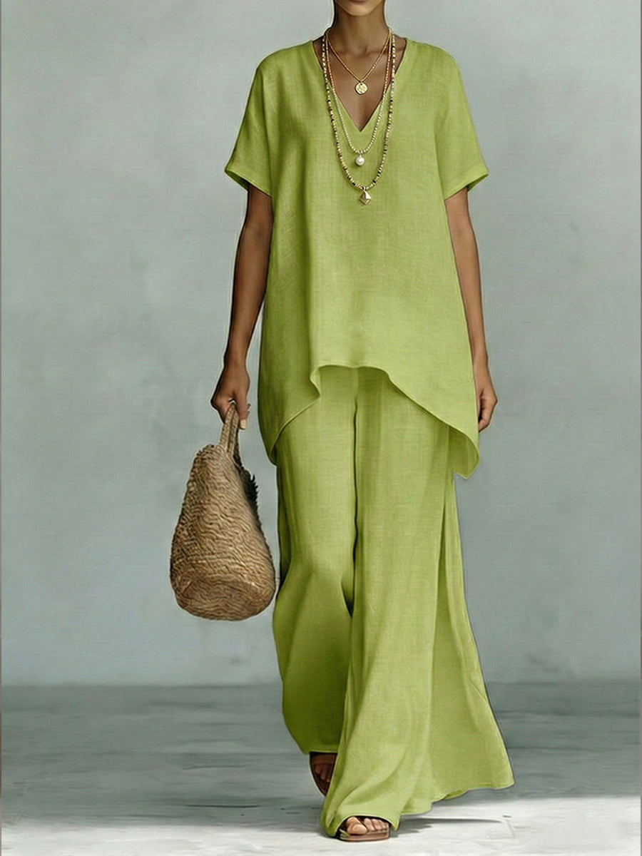 Elenia | Elegantes Ensemble aus Leinen und Baumwolle in zwei Teilen