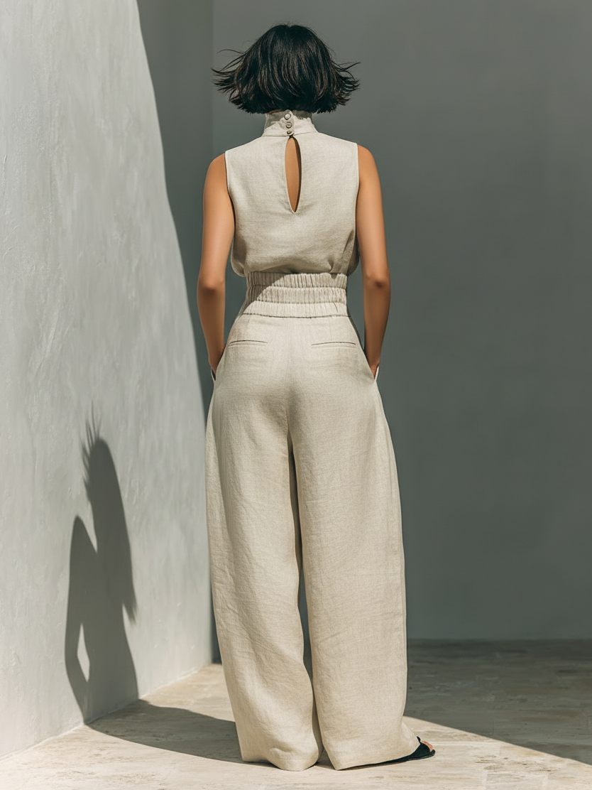 Ariana | Elegantes Leinen-Ensemble in Übergröße