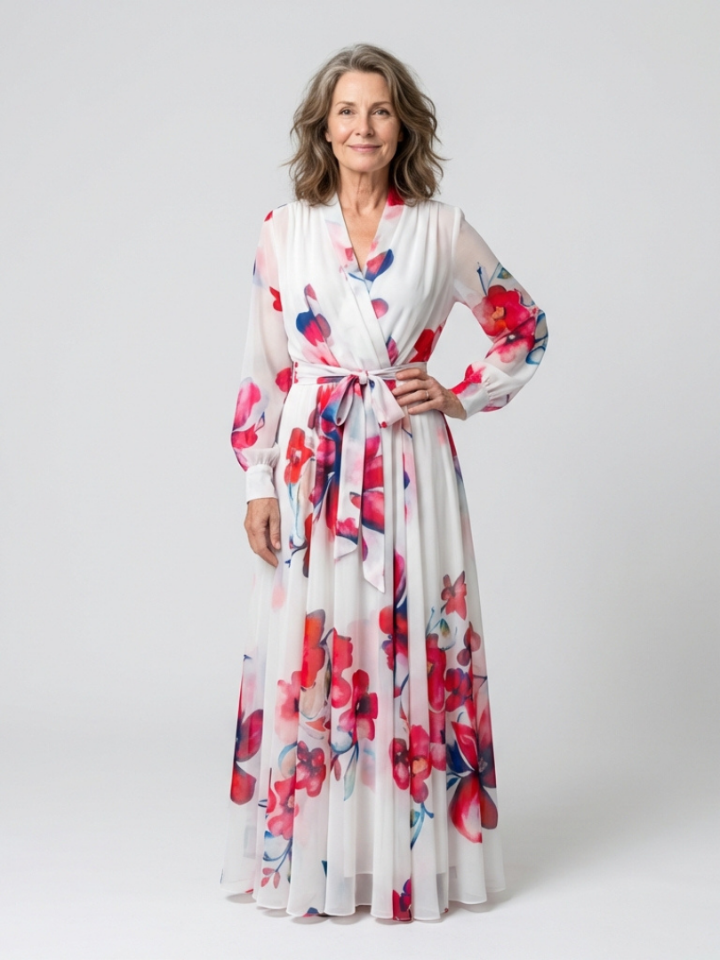 Lillian | Maxikleid mit langen Ärmeln in floralem Design
