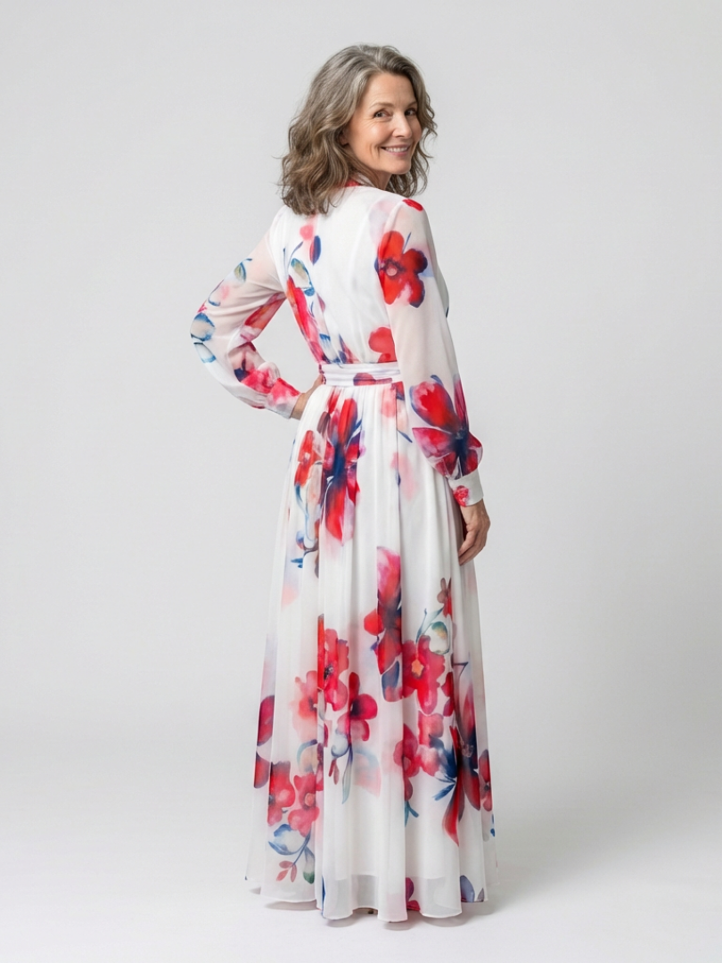 Lillian | Maxikleid mit langen Ärmeln in floralem Design