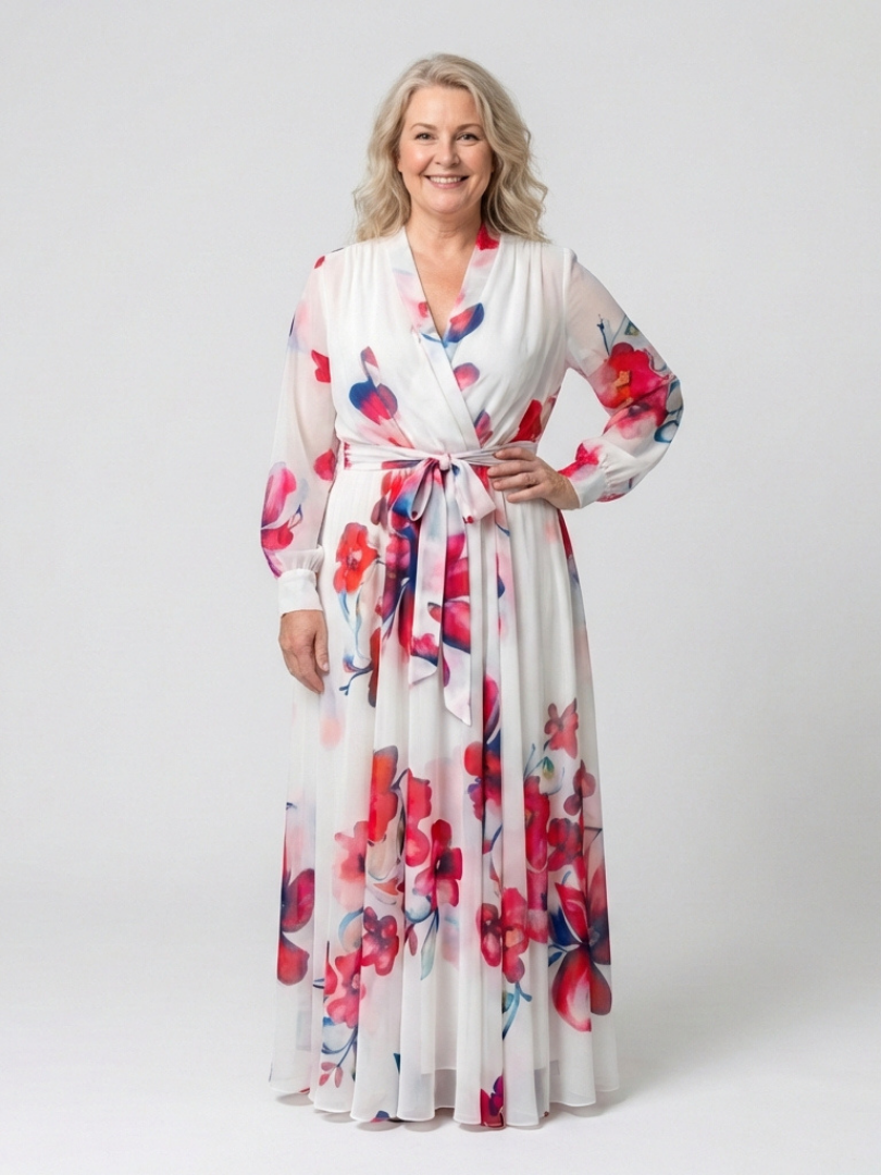 Lillian | Maxikleid mit langen Ärmeln in floralem Design