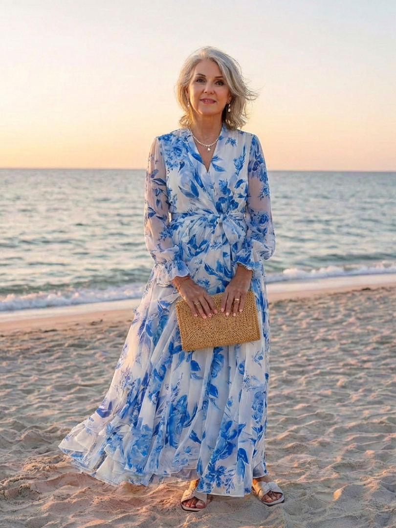Lillian | Maxikleid mit langen Ärmeln in floralem Design